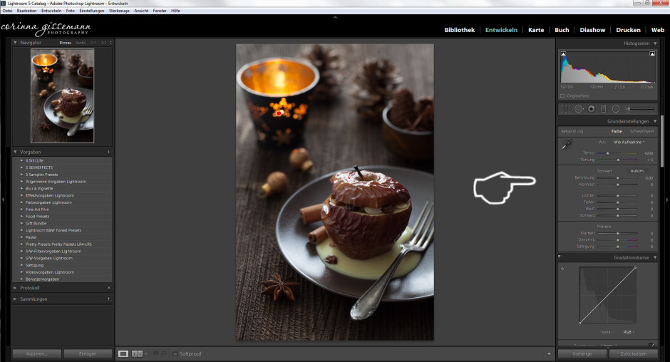Auf der rechten Seite, können Sie Ihr Foto individuell durch verschiedene Einstellungen bearbeiten 